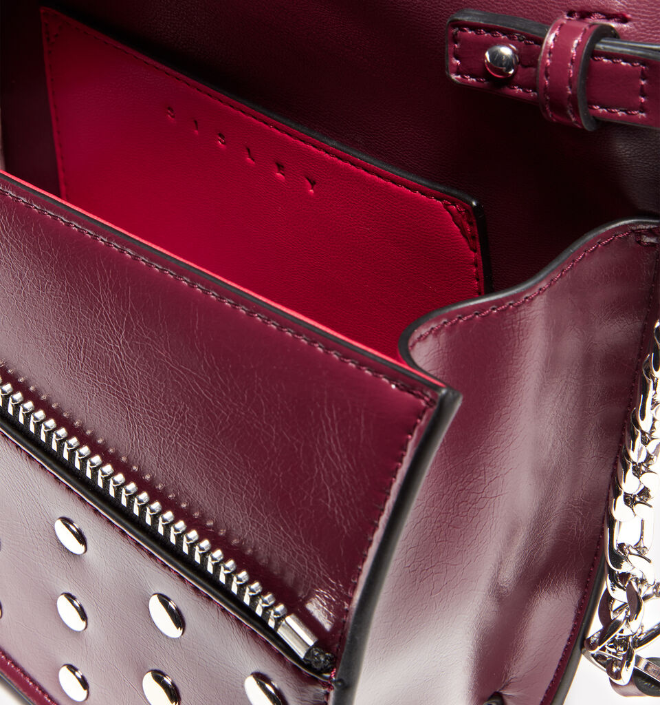 Burgundy asymmetrical bag with studs - null - Burgundy | Sisley image number 4